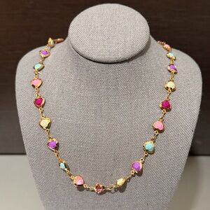 18k gold plated brass w Heart Charm Gold Necklace | Never Worn